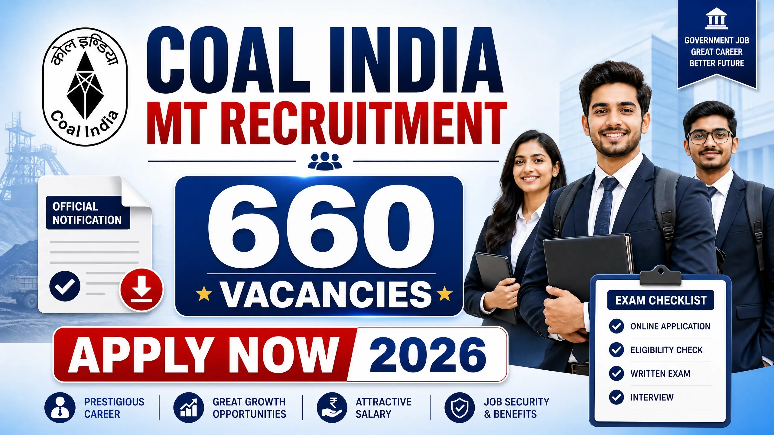 Coal India MT Recruitment 2026 apply online 660 vacancy