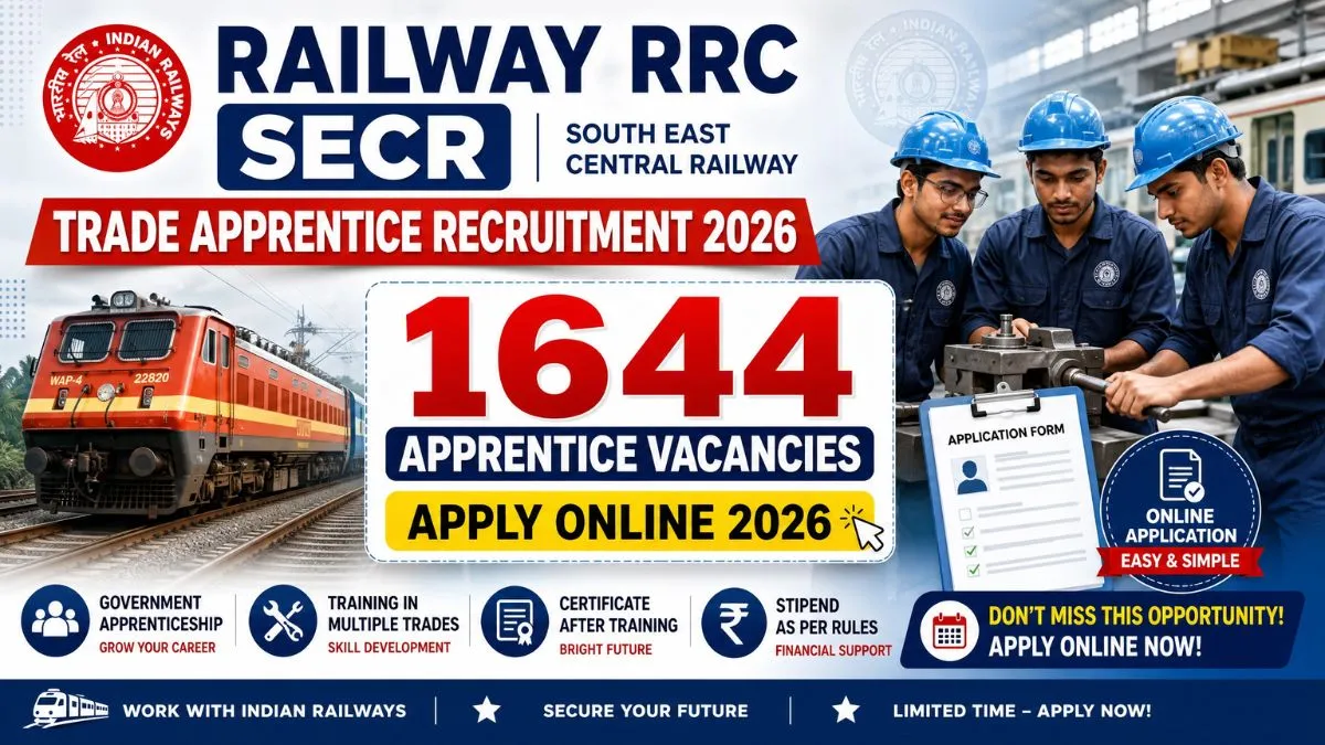 Railway RRC SECR Trade Apprentice Recruitment 2026 notification image